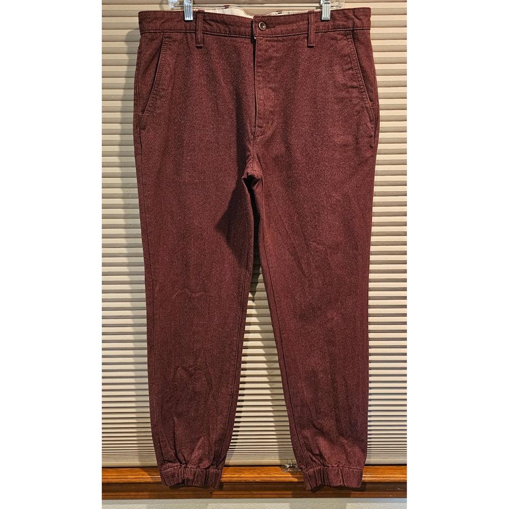Levis Mens Burgundy Maroon Cotton Twill Jogger Pants Elastic Cuff 36x32